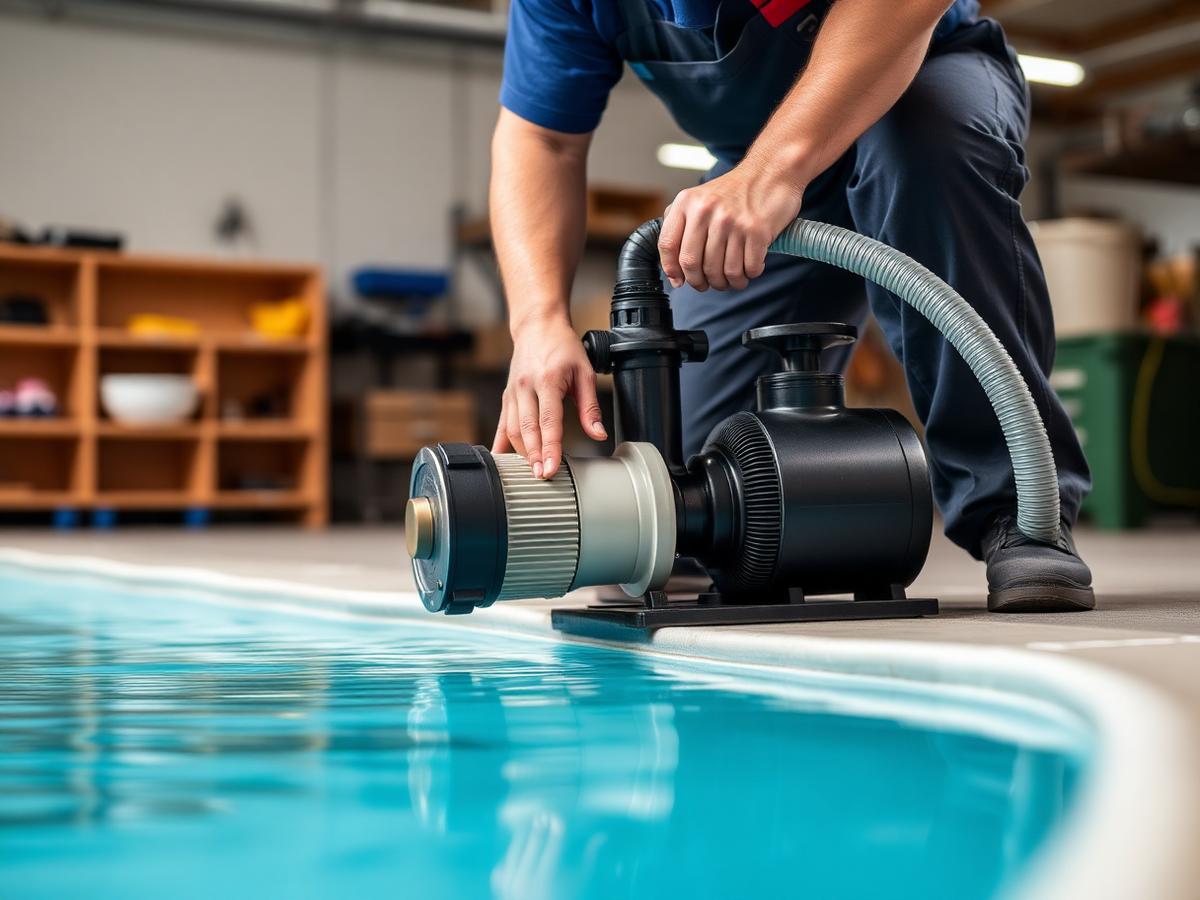 Renovated backyard pool with new decking and equipment